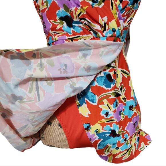 Anne Cole Floral‎ Tropical Skirted One Piece Bathing Swim Suit Size 14 Large New - Picture 5 of 7